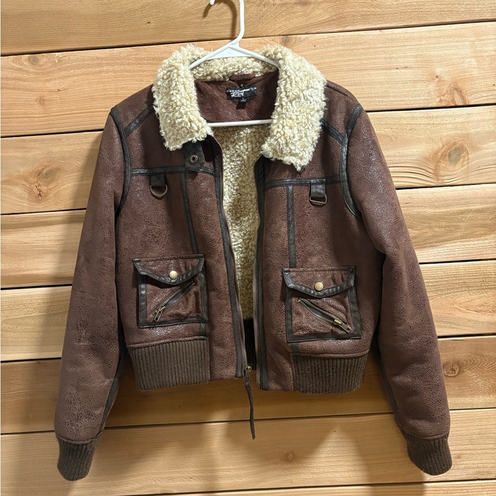 Black Rivet Brown Shearling Jacket